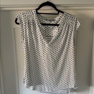 Nordstrom Cream Fitted Cap Sleeve Blouse